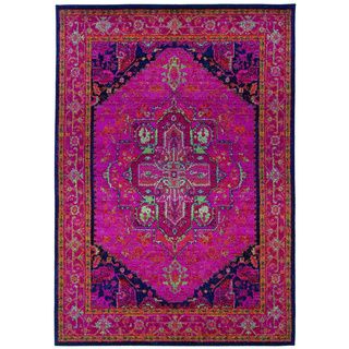 Kaleidoscope Pink/ Blue Polypropylene Rug (53x76)