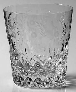 Rogaska Gallia Double Old Fashioned   Gray & Polished Cut Floral Design