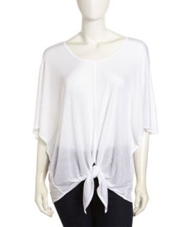 Tie Front Slouchy Tee, White