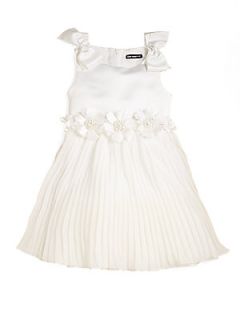 Toddlers & Little Girls Pleated Satin Dress   Ivory