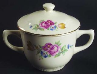 SCIO Hazel Sugar Bowl & Lid, Fine China Dinnerware   Ranson Shape, Floral, No Ba