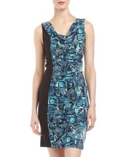 Ruched Snake Print Combo Dress