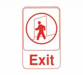 Tablecraft 6 x 9 in Sign, Exit, Red on White, Adhesive Back