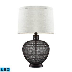 Dimond Lighting DMD D2270 LED Lincoln Iron Table Lamp with a White Textured Line