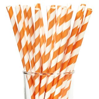 Orange Striped Paper Straws (25)
