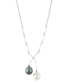 Diamond Tahitian & South Sea Pearl Drop Necklace
