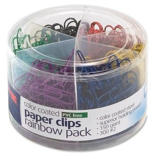 Officemate Plastic Coated Paper Clips Assorted Colors 300 Small Clips 150 Giant Clips (AssortedModel Paper ClipPack of 300 Small Clips, 150 Giant Clips )
