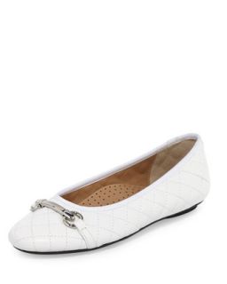 Suzy Quilted Leather Bit Strap Flat, White