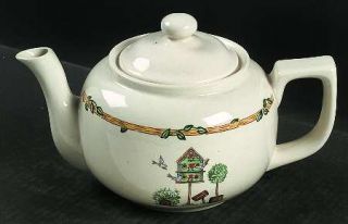 Thomson Birdhouse Teapot & Lid, Fine China Dinnerware   Heart & Vine Border, Bir