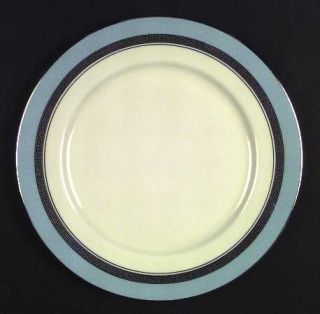 Flintridge Grecian Key Strata Blue (Plat/Rim) Dinner Plate, Fine China Dinnerwar