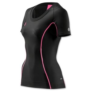 Skins A200 Womens Short Sleeve Top (Black/Pink)