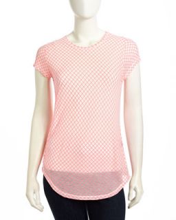Diamond Patterned Voile Tee, Punk Pink