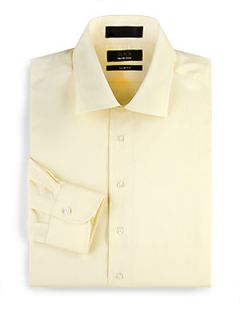 Cotton Pique Dress Shirt/Slim Fit   Yellow