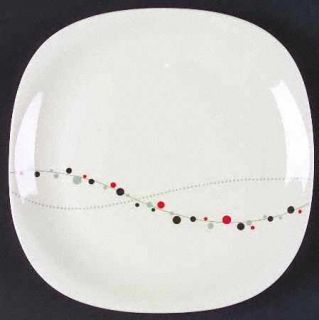 Thomson Zen Dinner Plate, Fine China Dinnerware   Gray, Black & Red Dots
