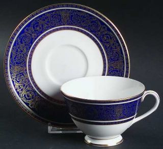 Royal Doulton Imperial Blue Footed Cup & Saucer Set, Fine China Dinnerware   Gol