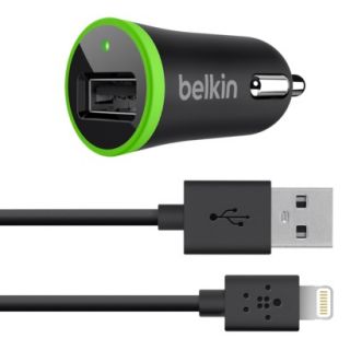 Belkin 2.1A Car Charger Bundle with 4 Wired Lightening Cable (F8J078bt04 BLK)