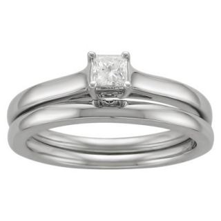 1/4 CT.T.W. Solitaire Bridal Set Ring in 14K White Gold   Size 8