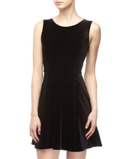 Velvet Fit & Flare Dress, Black