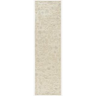 Graphic Illusions Carved Floral Cream Runner Rug (23 X 8)