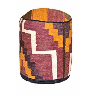 Round 17 inch Contemporary Kilim Tribal Ottoman