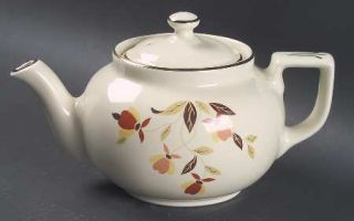 Hall Autumn Leaf Boston Teapot & Lid, Fine China Dinnerware   Orange/Yellow Flow