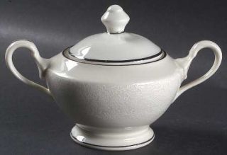 Shenango Bridal Veil Sugar Bowl & Lid, Fine China Dinnerware   White Paisley Fil