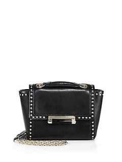 Diane von Furstenberg 440 Mini Faceted Stud Leather Crossbody Bag   Black