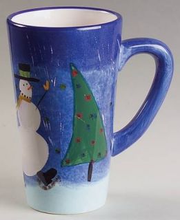 Oneida Snow Pals Latte Mug, Fine China Dinnerware   4 Motifs,Snowmen On Blue