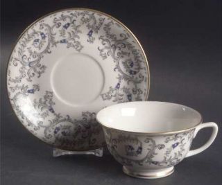 Royal Cathay Buckingham Footed Cup & Saucer Set, Fine China Dinnerware   Blue &