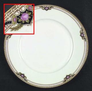 Royal Tettau Belmont Dinner Plate, Fine China Dinnerware   Pink Rose On Black