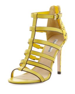 Idealize Snakeskin Strappy Sandal, Yellow