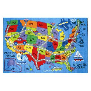 L.A. Rugs Travel Fun Kids Area Rug Multicolor   FT133 63X90, 51 x 78 In.