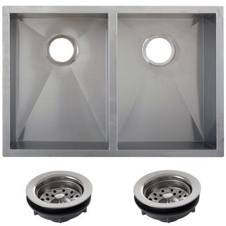Ticor 29 inch 16 gauge Stainless Steel Double Bowl Undermount Square Kitchen Sink