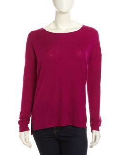 Long Sleeve Bateau Neck Sweater, Raspberry