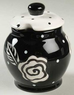 Evening Rose Sugar Bowl & Lid, Fine China Dinnerware   White Roses On Black