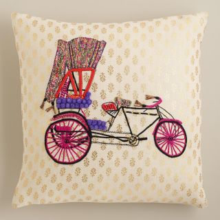 Bike Embroidered Throw Pillow   World Market