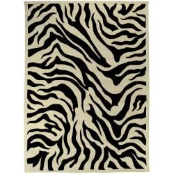Hand tufted Black/white Zebra Animal Print Glamorous Wool Rug (8 X 11)