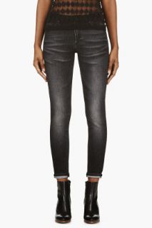 Acne Studios Black Cropped Contrast Skinny Jeans