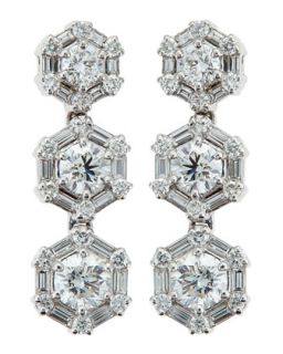 Baguette & Round Diamond Drop Earrings