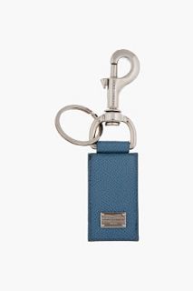 Dolce And Gabbana Blue Pebbled Leather Keychain