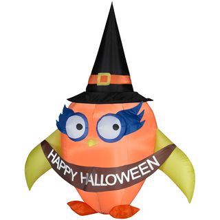 Halloween Airblown Inflatable Owl With Banner