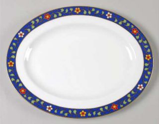 Richard Ginori Pallanza 13 Oval Serving Platter, Fine China Dinnerware   Blue B