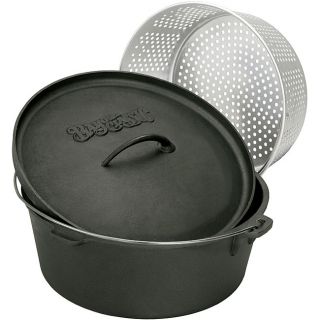Bayou Classic Cast Iron 16 qt Dutch Oven With Perforated Basket And Lid