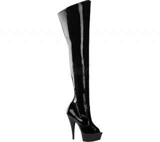 Womens Pleaser Delight 3012   Black Patent/Black Boots