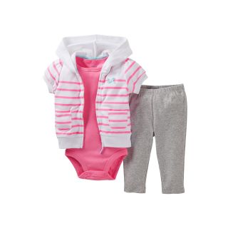 Carters Striped 3 pc. Hooded Cardigan Set   Girls newborn 24m, Pink, Pink,