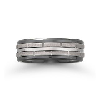 Mens 7mm Two Tone Wedding Band in Tungsten/Ceramic, Black