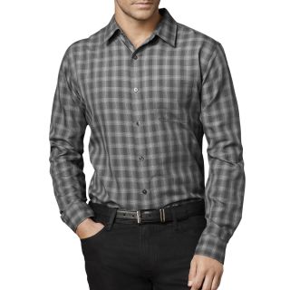 Van Heusen Plaid Shirt, Grey, Mens