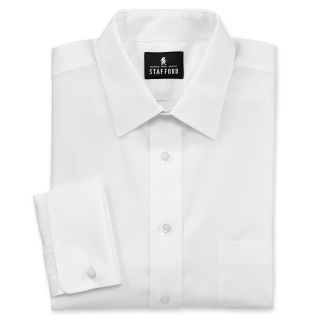 Stafford Signature No Iron Cotton French Cuff Dress Shirt, White, Mens