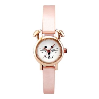 Womens Bunny Face and Ears Metallic Watch, Gold