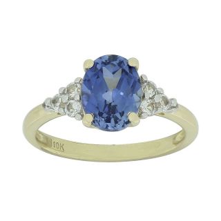 Lab Created Blue & White Sapphire Oval Ring, Womens